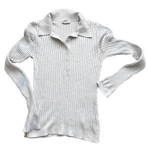 Athleta Gray Ribbed Long Sleeve Top Size M - Read